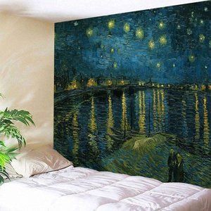 Huge Starry Night Over the Rhone Vincent Van Gogh Wall Art Hanging Tapestry New